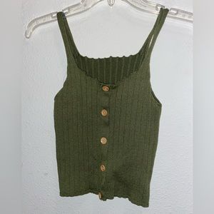 Green Knit Crop Tanktop